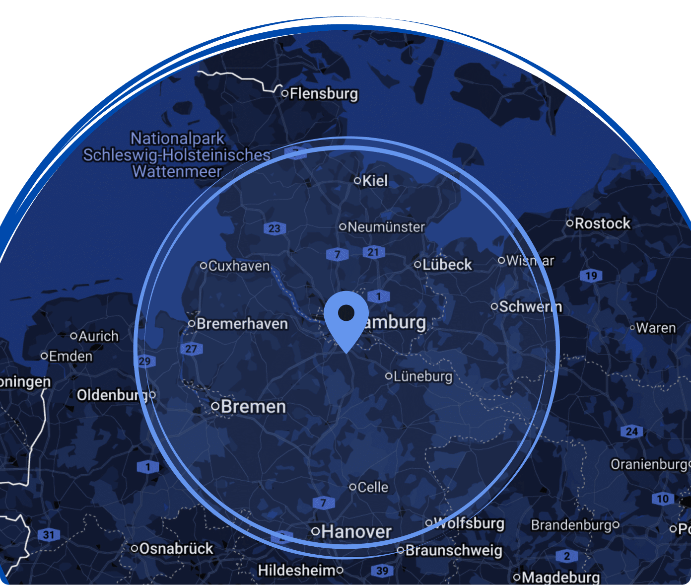 Unser Firmensitz befindet sich in Seevetal, nähe Hamburg. Wir betreuen Kunden in Hamburg, Lübeck, Bremen, Kiel, Lüneburg und Schwerin.