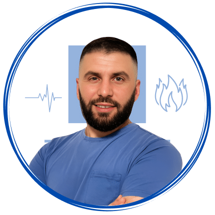 Redian Karriqi übernimmt die Montage von Brandschutzlösungen.