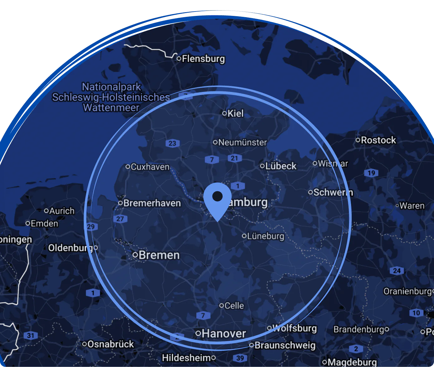 Unser Firmensitz befindet sich in Seevetal, nähe Hamburg. Wir betreuen Kunden in Hamburg, Lübeck, Bremen, Kiel, Lüneburg und Schwerin.