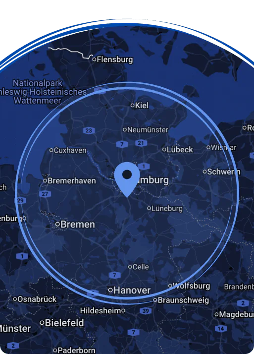 Unser Firmensitz befindet sich in Seevetal, nähe Hamburg. Wir betreuen Kunden in Hamburg, Lübeck, Bremen, Kiel, Lüneburg und Schwerin.